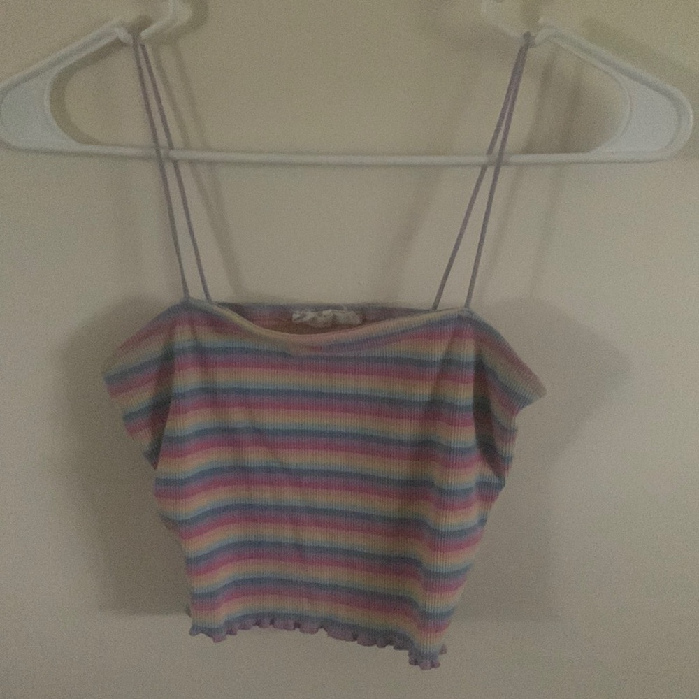 Rainbow Striped Cropped Cami